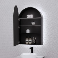 London Arch Led Mirror Matte Black Shaving Cabinet